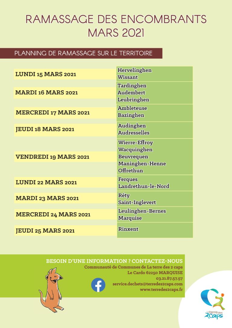 Lire la suite à propos de l’article Ramassage des encombrants le 22 mars