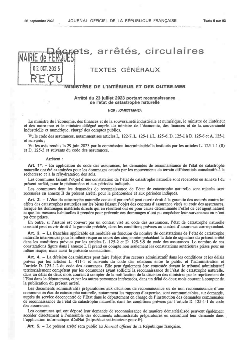 Lire la suite à propos de l’article La commune reconnue en état de catastrophe naturelle