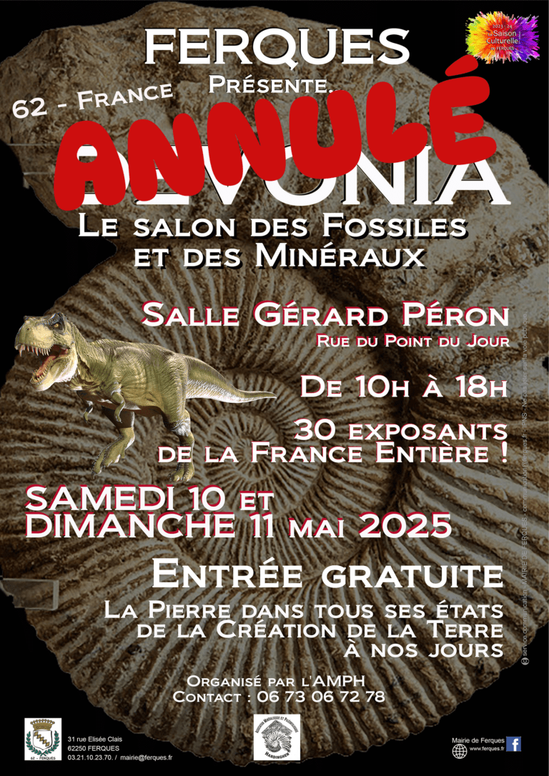 Lire la suite à propos de l’article Rappel : Annulation du Salon des Fossiles et des Minéraux