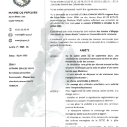 ARRÊTÉ MUNICIPAL ÉLAGAGE ABORDS RÉSEAU HAUTE-TENSION : DU 1er JUILLET AU 30 SEPTEMBRE 2025