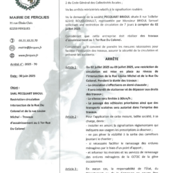 ARRÊTÉ MUNICIPAL : restriction de circulation à l’intersection de la rue du Colonel et de la rue Louise Michel à compter du 2 juillet 2025