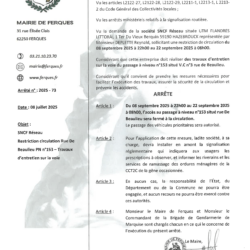 ARRÊTÉ MUNICIPAL : Restriction de circulation rue de Beaulieu → travaux d’entretien SNCF