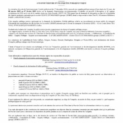 AVIS D’OUVERTURE D’UNE ENQUÊTE PUBLIQUE UNIQUE
