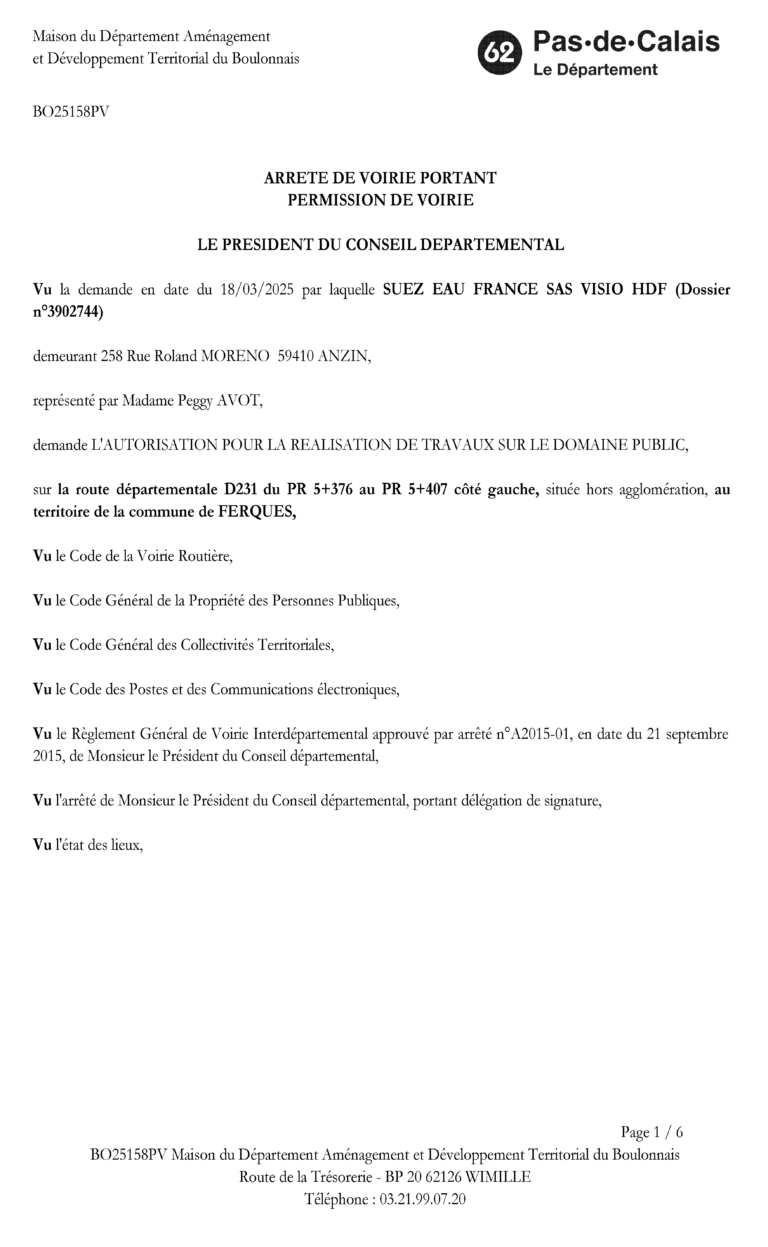 Lire la suite à propos de l’article ARRÊTÉ DE VOIRIE 18/03/2025