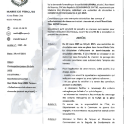 ARRÊTÉ MUNICIPAL : Restriction de circulation rue Elisée Clais / Travaux DS Littoral (prolongation jusque fin juin)