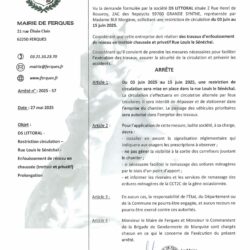 RESTRICTION DE CIRCULATION RUE LOUIS LE SENECHAL DU 3 AU 15 JUIN 2025